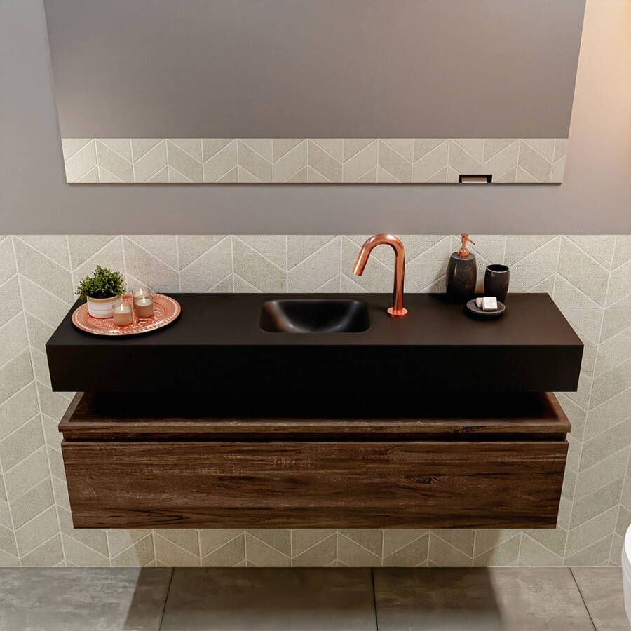 Mondiaz Andor fonteinmeubel 120cm Dark Brown Lex 120cm wastafel Urban midden met 1 kraangat