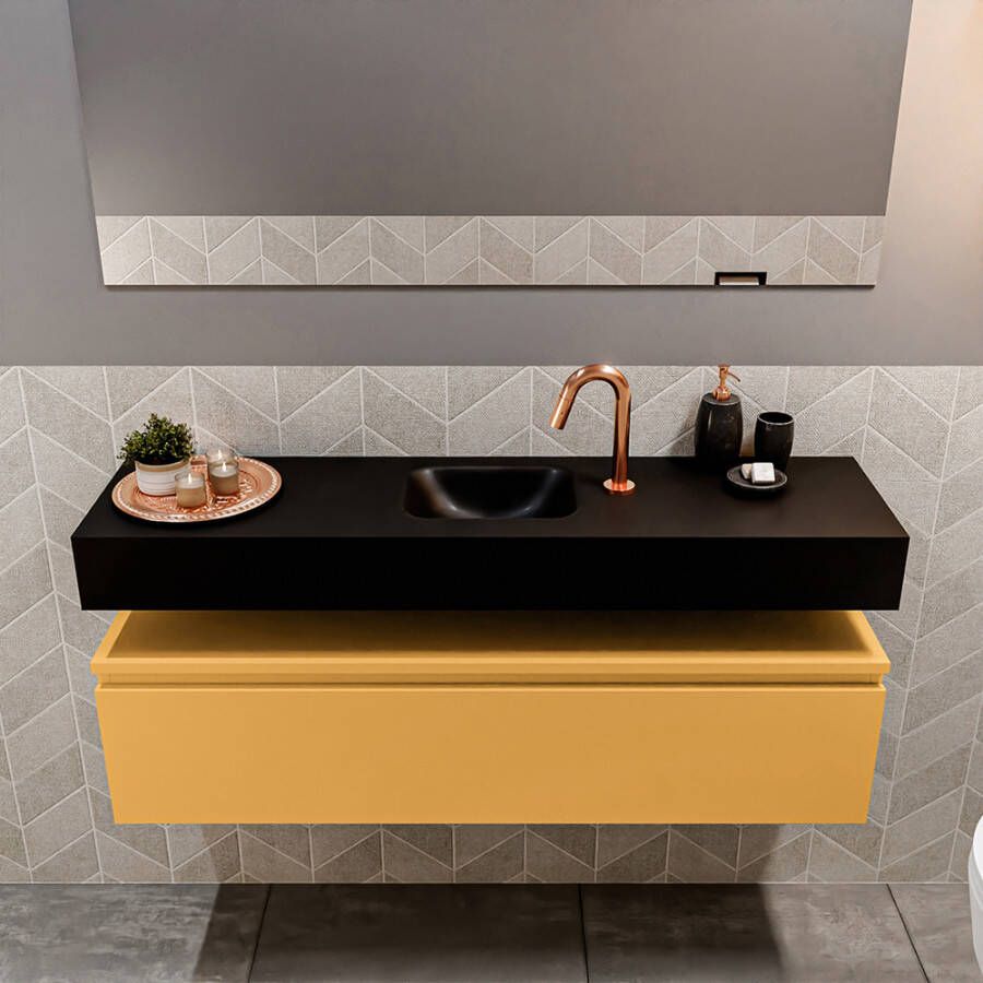 Mondiaz Andor fonteinmeubel 120cm Ocher Lex 120cm wastafel Urban midden met 1 kraangat