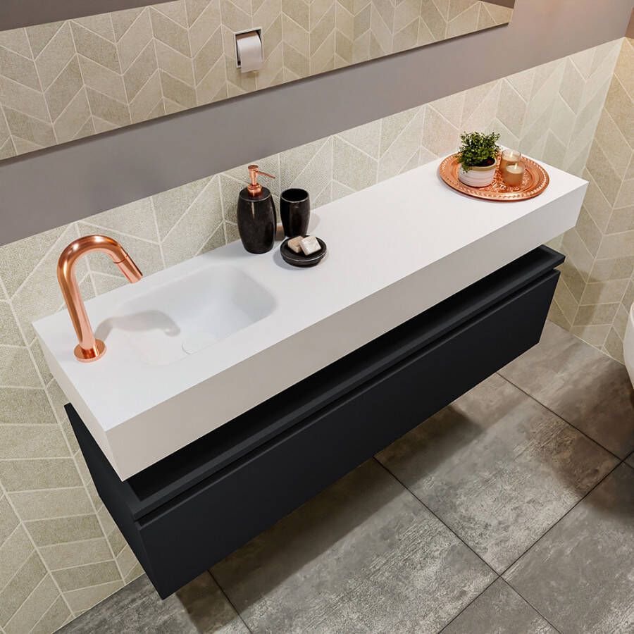 Mondiaz Andor fonteinmeubel 120cm Urban Lex 120cm wastafel Talc links met 1 kraangat
