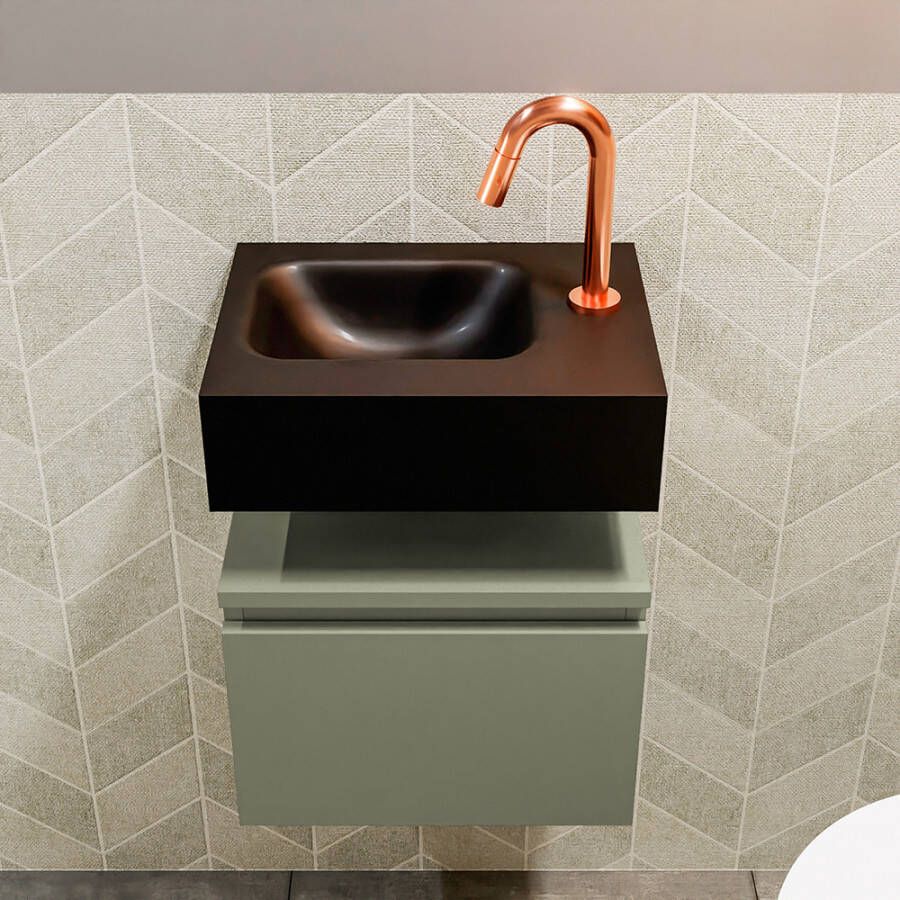 Mondiaz Andor fonteinmeubel 40cm Army Lex 40cm wastafel Urban links met 1 kraangat