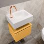 Mondiaz ANDOR Toiletmeubel 40x30x30cm met 1 kraangaten 1 lades ocher mat Wastafel Lex rechts Solid Surface Wit FK75343249 - Thumbnail 3