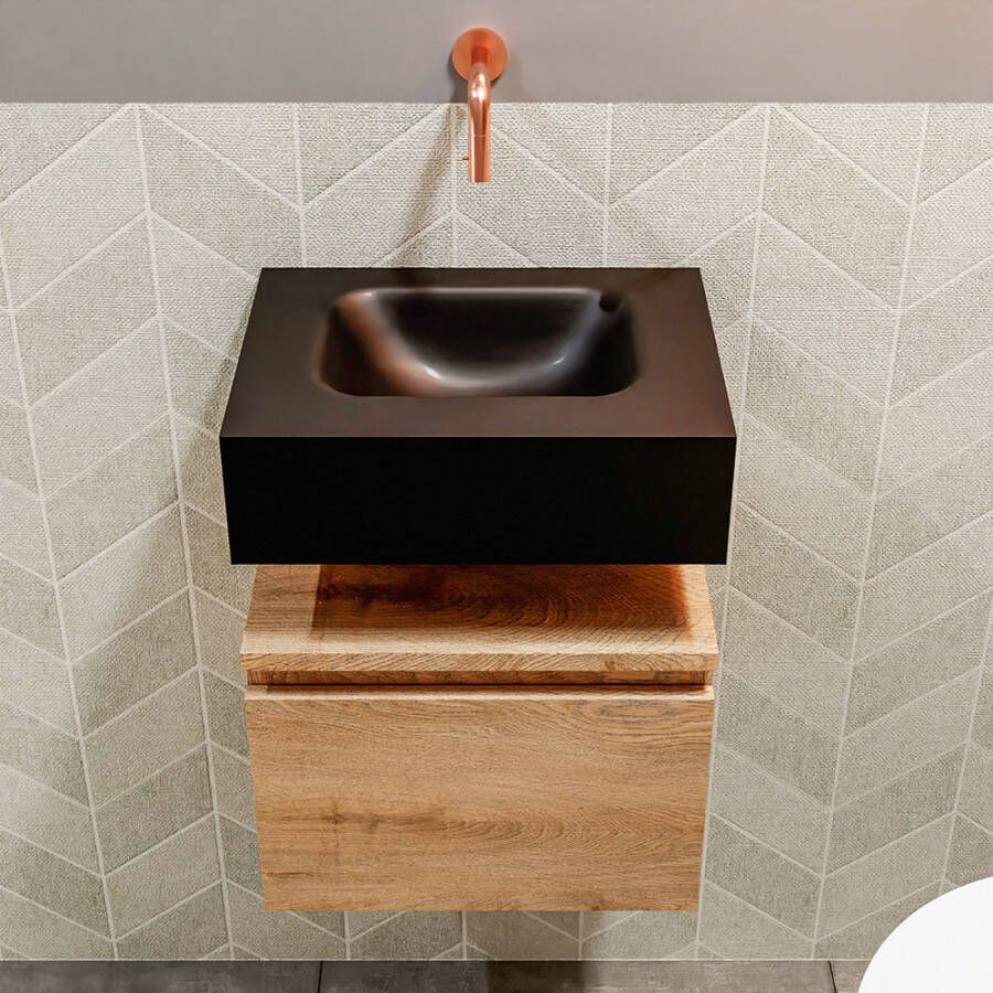 Mondiaz Andor fonteinmeubel 40cm Washed Oak Lex 40cm wastafel Urban midden zonder kraangat