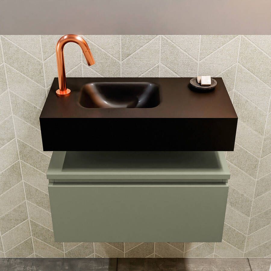 Mondiaz Andor fonteinmeubel 60cm Army Lex 60cm wastafel Urban links met 1 kraangat