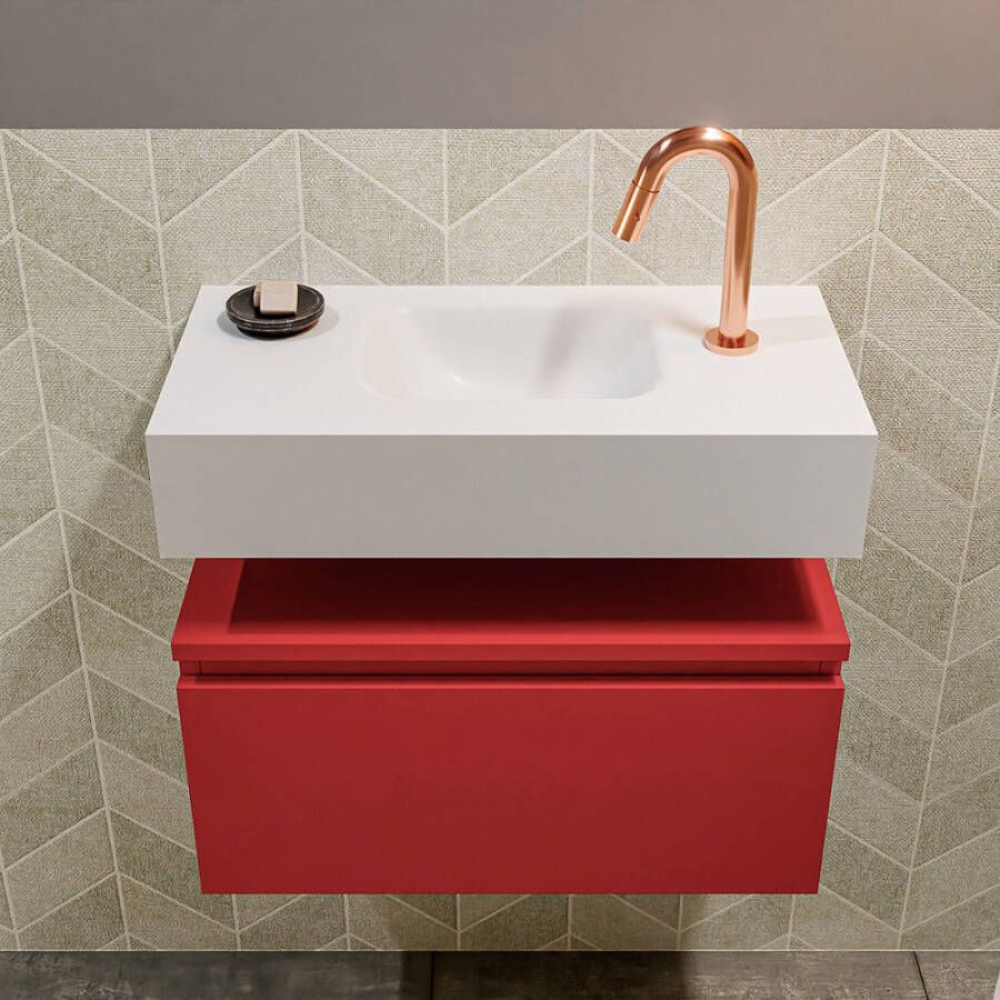 Mondiaz Andor fonteinmeubel 60cm Fire Lex 60cm wastafel Talc midden met 1 kraangat