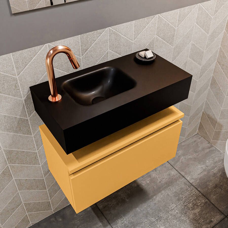Mondiaz Andor fonteinmeubel 60cm Ocher Lex 60cm wastafel Urban links met 1 kraangat