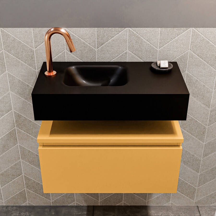 Mondiaz Andor fonteinmeubel 60cm Ocher Lex 60cm wastafel Urban links met 1 kraangat