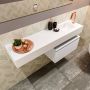 Mondiaz ANDOR Toiletmeubel 120x30x30cm met 1 kraangaten 1 lades talc mat Wastafel Lex rechts Solid Surface Wit FK75343807 - Thumbnail 2