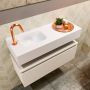 Mondiaz ANDOR Toiletmeubel 80x30x30cm met 1 kraangaten 1 lades linen mat Wastafel Lex links Solid Surface Wit FK75343317 - Thumbnail 3