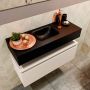 Mondiaz ANDOR Toiletmeubel 80x30x30cm met 1 kraangaten 1 lades linen mat Wastafel Lex midden Solid Surface Zwart FK75343663 - Thumbnail 3