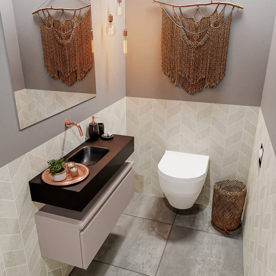 Mondiaz Andor fonteinmeubel 80cm Smoke Lex 80cm wastafel Urban midden zonder kraangat