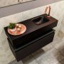 Mondiaz ANDOR Toiletmeubel 80x30x30cm met 1 kraangaten 1 lades urban mat Wastafel Lex rechts Solid Surface Zwart FK75343493 - Thumbnail 3