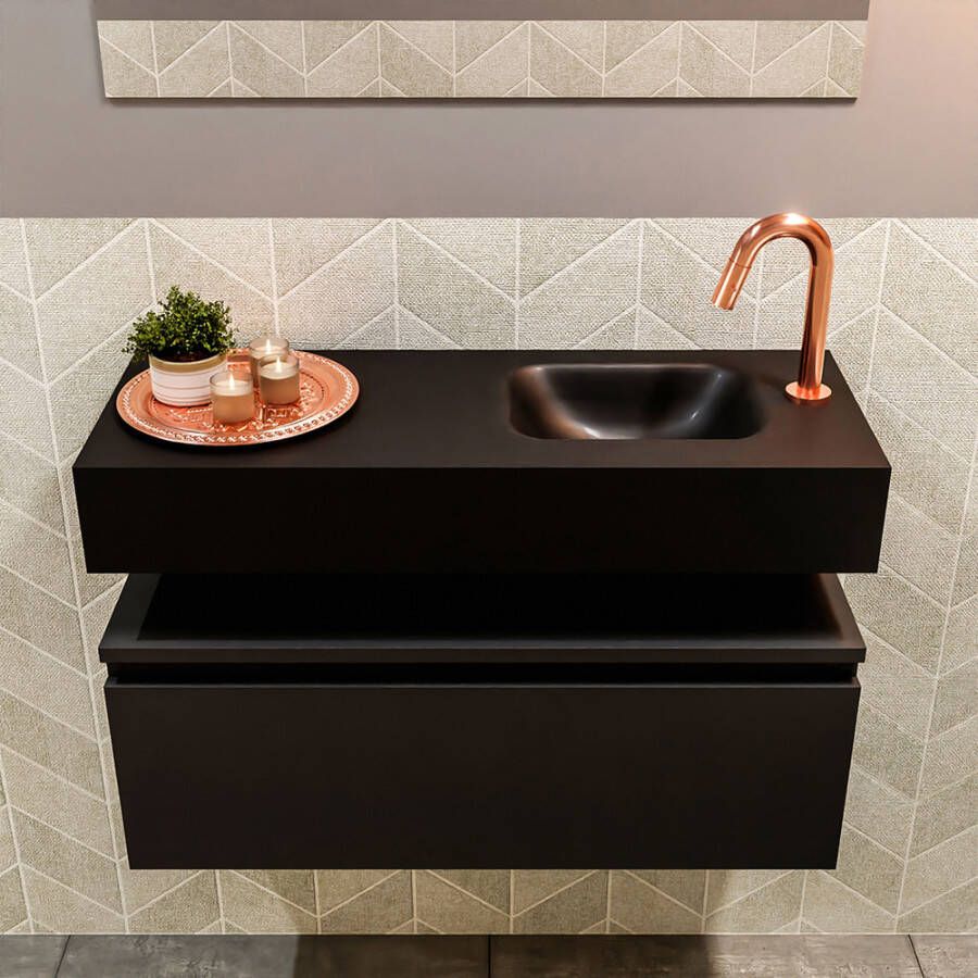 Mondiaz Andor fonteinmeubel 80cm Urban Lex 80cm wastafel Urban rechts met 1 kraangat
