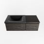 Mondiaz BUKLA badmeubelset 100x45x34cm 1 kraangat wasbak links solid surface Urban greeploos 2 lades met softclose Melamine Dark brown BUKLA10202 - Thumbnail 4