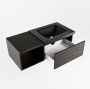 Mondiaz BUKLA badmeubelset 100x45x34cm 1 kraangat wasbak rechts solid surface Urban greeploos 1 lade met softclose Melamine Dark brown BUKLA20136 - Thumbnail 5