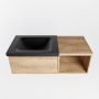 Mondiaz BUKLA Badkamermeubelset 100x45x34cm 0 kraangaten wasbak links solid surface Urban greeploos 1 lade Melamine Washed Oak BUKLA20045 - Thumbnail 4