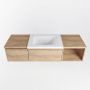 Mondiaz BUKLA badmeubelset 140x45x34cm 1 kraangat wasbak midden solid surface Talc greeploos 2 lades met softclose Melamine Washed Oak BUKLA20008 - Thumbnail 4