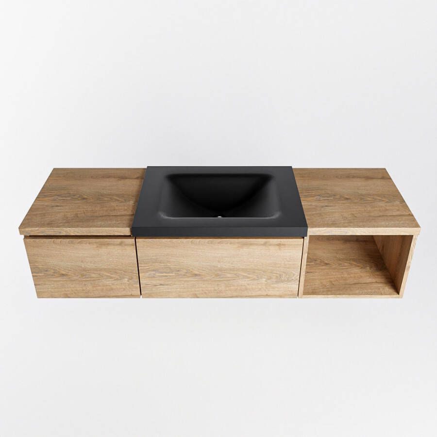 Mondiaz Bukla badmeubel 140cm Washed Oak Cloud wastafel Urban Midden zonder kraangat