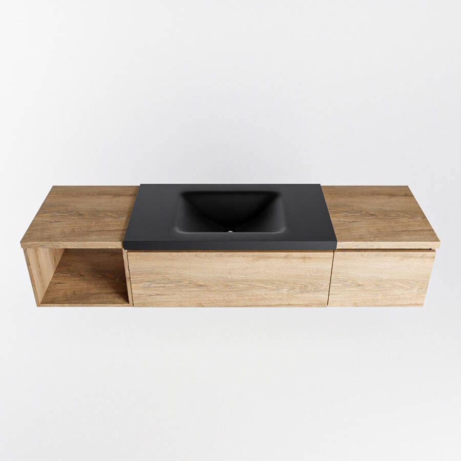 Mondiaz Bukla badmeubel 160cm Washed Oak Cloud wastafel Urban Midden met 1 kraangat