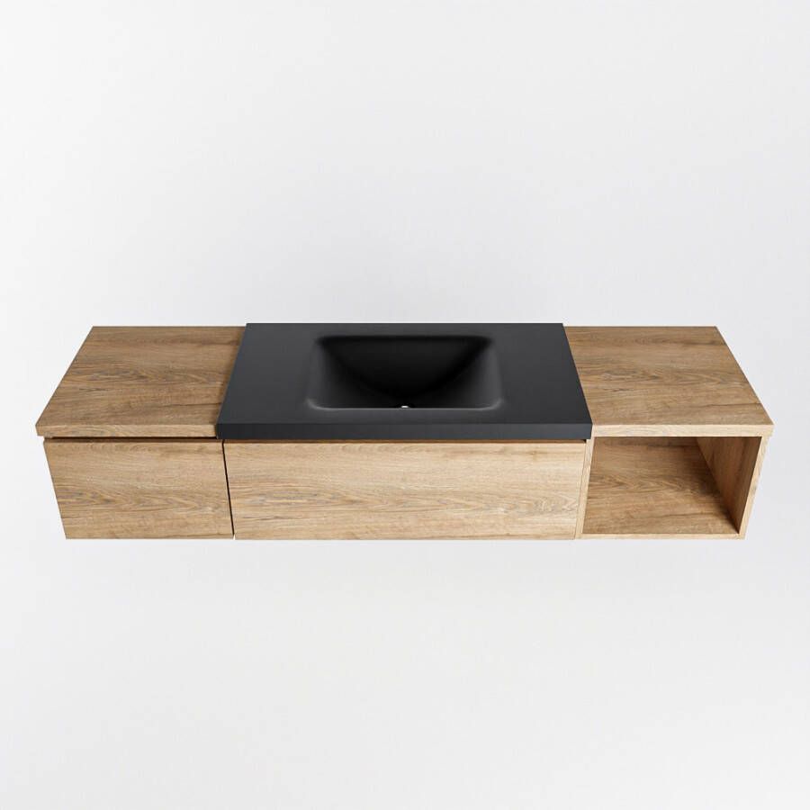 Mondiaz Bukla badmeubel 160cm Washed Oak Cloud wastafel Urban Midden zonder kraangat
