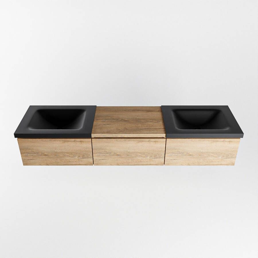 Mondiaz Bukla badmeubel 180cm Washed Oak Cloud wastafel Urban Dubbel zonder kraangat