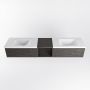 Mondiaz BUKLA badmeubelset 200x45x34cm 0 kraangaten 2 wasbakken solid surface Talc greeploos 2 lades met softclose Melamine Dark brown BUKLA20121 - Thumbnail 4