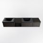 Mondiaz BUKLA badmeubelset 200x45x34cm 0 kraangaten 2 wasbakken solid surface Urban greeploos 3 lades met softclose Melamine Dark brown BUKLA20145 - Thumbnail 5