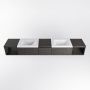 Mondiaz BUKLA badmeubelset 240x45x34cm 0 kraangaten 2 wasbakken solid surface Talc greeploos 3 lades met softclose Melamine Dark brown BUKLA20107 - Thumbnail 5