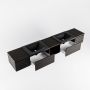 Mondiaz BUKLA badmeubelset 240x45x34cm 0 kraangaten 2 wasbakken solid surface Urban greeploos 4 lades met softclose Melamine Dark brown BUKLA20149 - Thumbnail 6