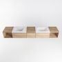 Mondiaz BUKLA badmeubelset 240x45x34cm 0 kraangaten 2 wasbakken solid surface Talc greeploos 3 lades met softclose Melamine Washed Oak BUKLA20019 - Thumbnail 5