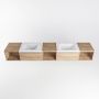 Mondiaz BUKLA badmeubelset 240x45x34cm 0 kraangaten 2 wasbakken solid surface Talc greeploos 2 lades met softclose Melamine Washed Oak BUKLA20021 - Thumbnail 4