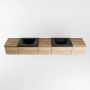 Mondiaz BUKLA Badkamermeubelset 240x45x34cm 0 kraangaten 2 wasbakken solid surface Urban greeploos 5 lades Melamine Washed Oak BUKLA10085 - Thumbnail 4