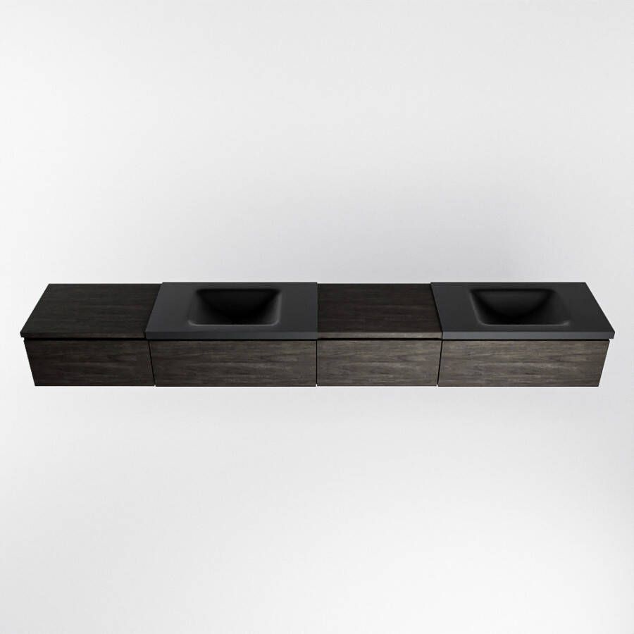 Mondiaz Bukla badmeubel 280cm Dark Brown Cloud wastafel Urban Dubbel zonder kraangat
