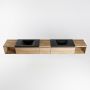 Mondiaz BUKLA badmeubelset 280x45x34cm 0 kraangaten 2 wasbakken solid surface Urban greeploos 3 lades met softclose Melamine Washed Oak BUKLA20085 - Thumbnail 4