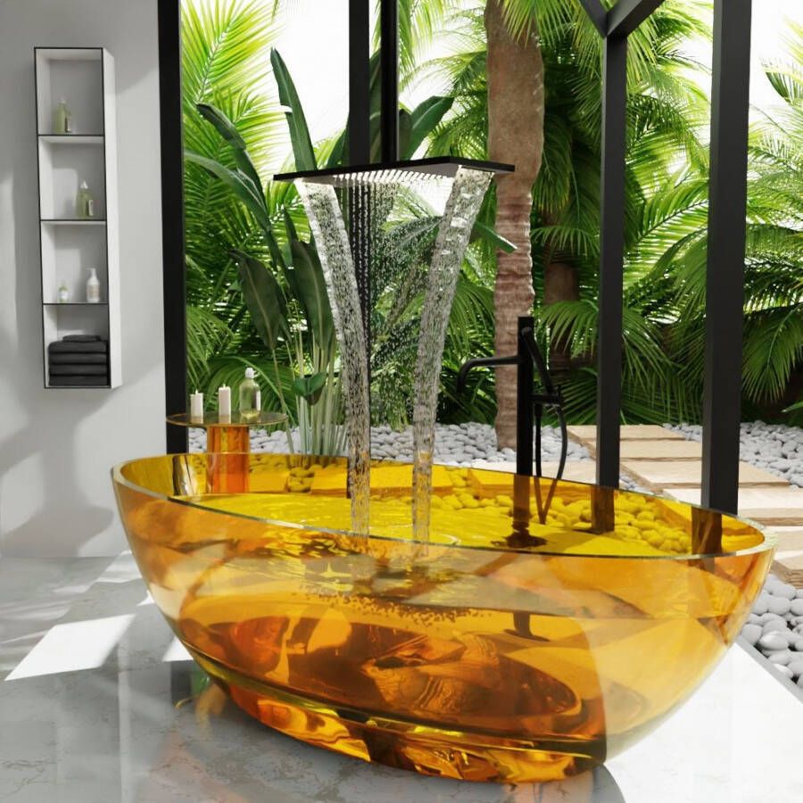 Mondiaz Cristal vrijstaand bad 180x85cm transparant gold
