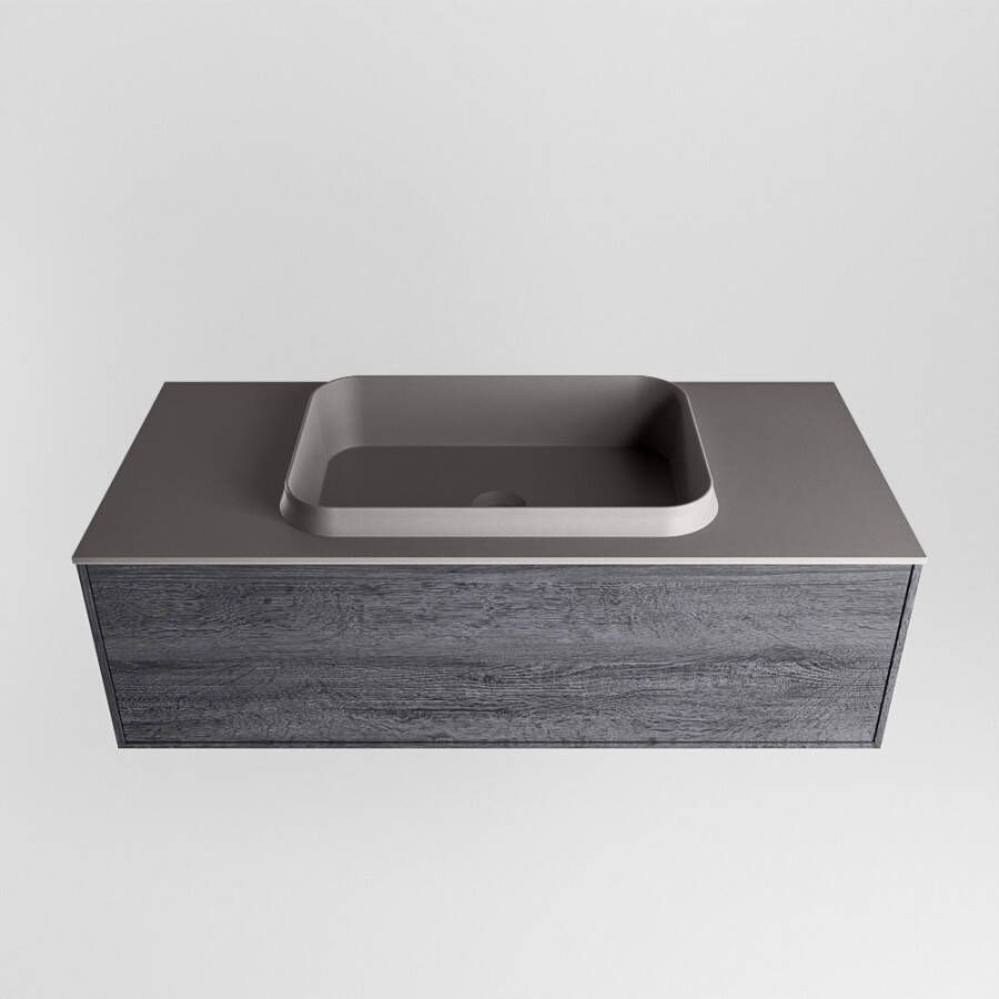 Mondiaz Erin badmeubel 100cm Antracite Ridge wastafel Dark Grey Midden zonder kraangat