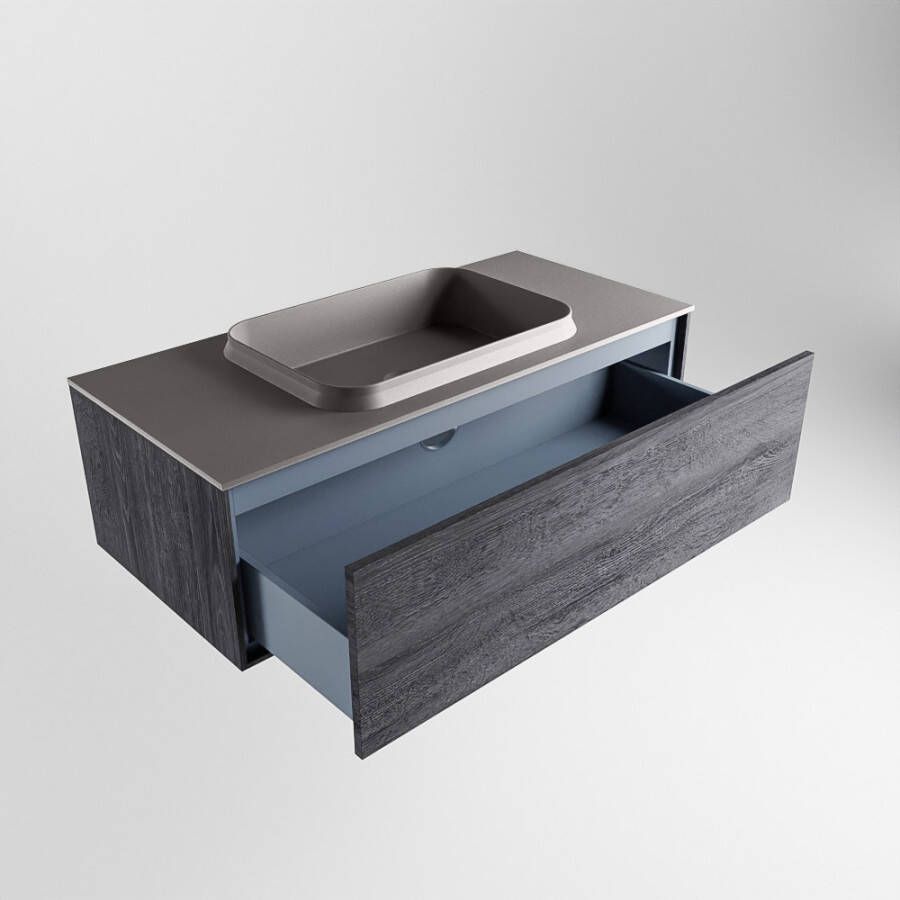 Mondiaz Erin badmeubel 100cm Antracite Ridge wastafel Dark Grey Midden zonder kraangat