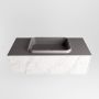 Mondiaz ERIN 100cm badmeubelset onderkast kleur carrara met 1 lade Wastafel RIDGE midden zonder kraangaten kleur Dark grey ERIN12213 - Thumbnail 4