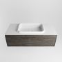 Mondiaz ERIN 100cm badmeubelset onderkast kleur Dark brown met 1 lade Wastafel RIDGE midden zonder kraangaten kleur Talc ERIN10581 - Thumbnail 4