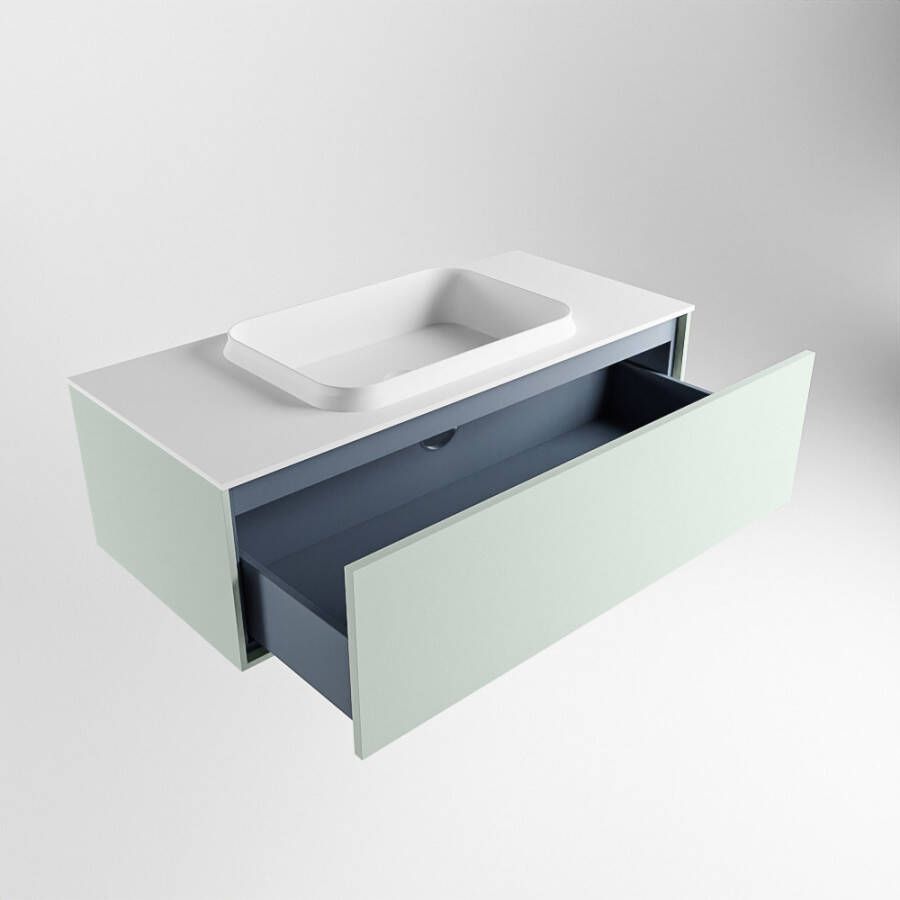 Mondiaz Erin badmeubel 100cm Greey Ridge wastafel Talc Midden zonder kraangat