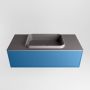 Mondiaz ERIN 100cm badmeubelset onderkast kleur Jeans met 1 lade Wastafel RIDGE midden zonder kraangaten kleur Dark grey ERIN11873 - Thumbnail 4