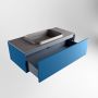 Mondiaz ERIN 100cm badmeubelset onderkast kleur Jeans met 1 lade Wastafel RIDGE midden zonder kraangaten kleur Dark grey ERIN11873 - Thumbnail 5