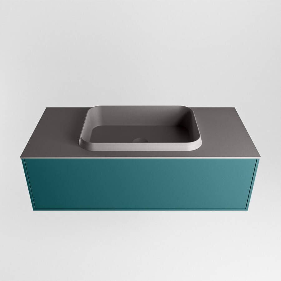 Mondiaz Erin badmeubel 100cm Smag Ridge wastafel Dark Grey Midden met 1 kraangat