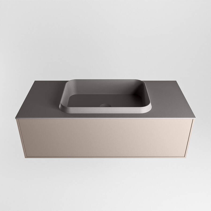 Mondiaz Erin badmeubel 100cm Smoke Ridge wastafel Dark Grey Midden met 1 kraangat