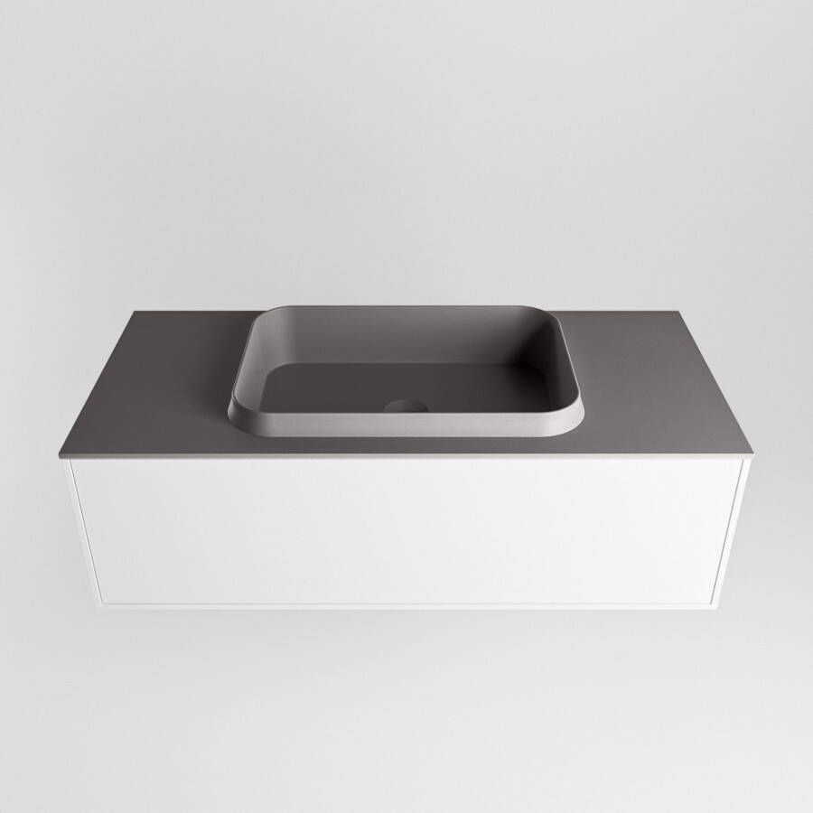 Mondiaz Erin badmeubel 100cm Talc Ridge wastafel Dark Grey Midden zonder kraangat