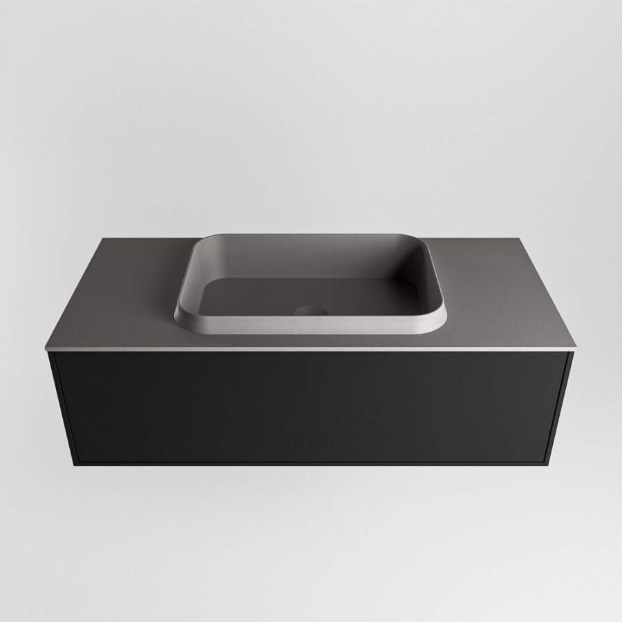 Mondiaz Erin badmeubel 100cm Urban Ridge wastafel Dark Grey Midden met 1 kraangat
