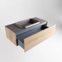 Mondiaz ERIN 100cm badmeubelset onderkast kleur Washed oak met 1 lade Wastafel RIDGE midden zonder kraangaten kleur Dark grey ERIN12179 - Thumbnail 5