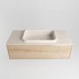 Mondiaz ERIN 100cm badmeubelset onderkast kleur Washed oak met 1 lade Wastafel RIDGE midden 1 kraangat kleur Linen ERIN12928 - Thumbnail 4
