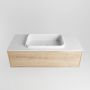 Mondiaz ERIN 100cm badmeubelset onderkast kleur Washed oak met 1 lade Wastafel RIDGE midden 1 kraangat kleur Talc ERIN10684 - Thumbnail 4