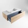 Mondiaz ERIN 100cm badmeubelset onderkast kleur Washed oak met 1 lade Wastafel RIDGE midden 1 kraangat kleur Talc ERIN10684 - Thumbnail 5