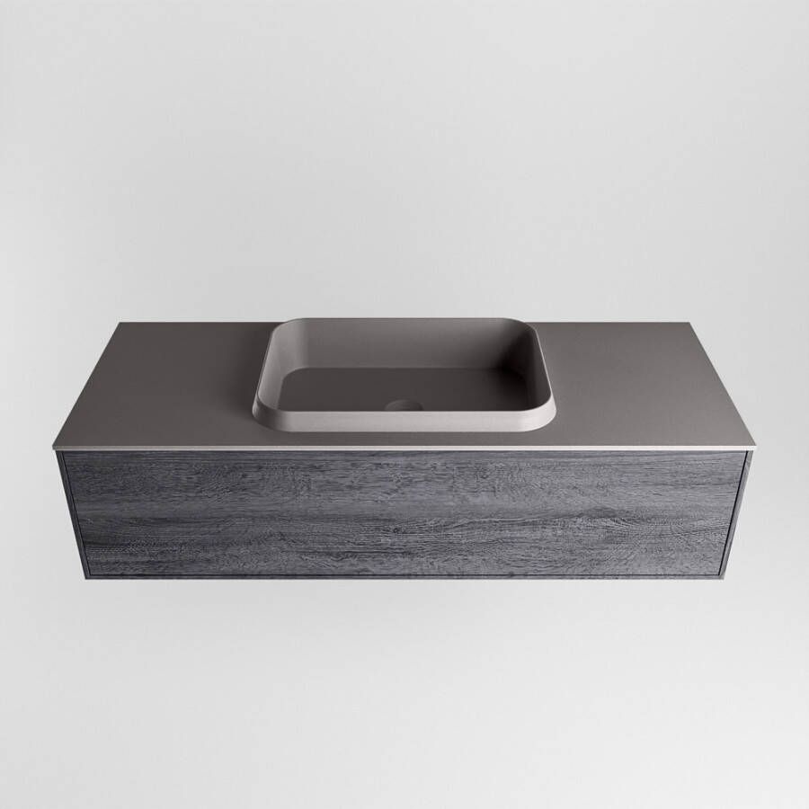 Mondiaz Erin badmeubel 120cm Antracite Ridge wastafel Dark Grey Midden met 1 kraangat